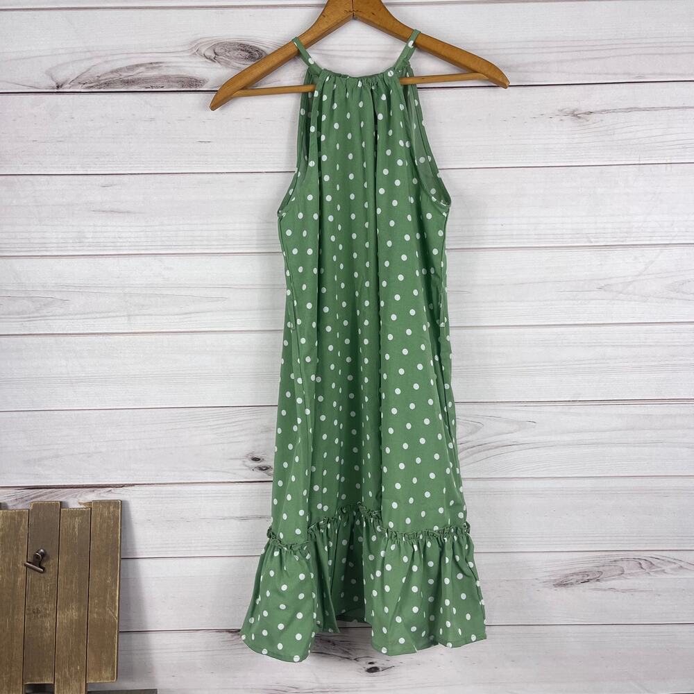 SHEIN Girls Green Polkadot Dress Size US 11-12Y